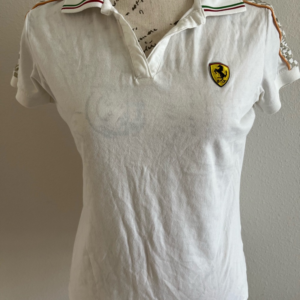 Ferrari Women's White Short Sleeve Polo